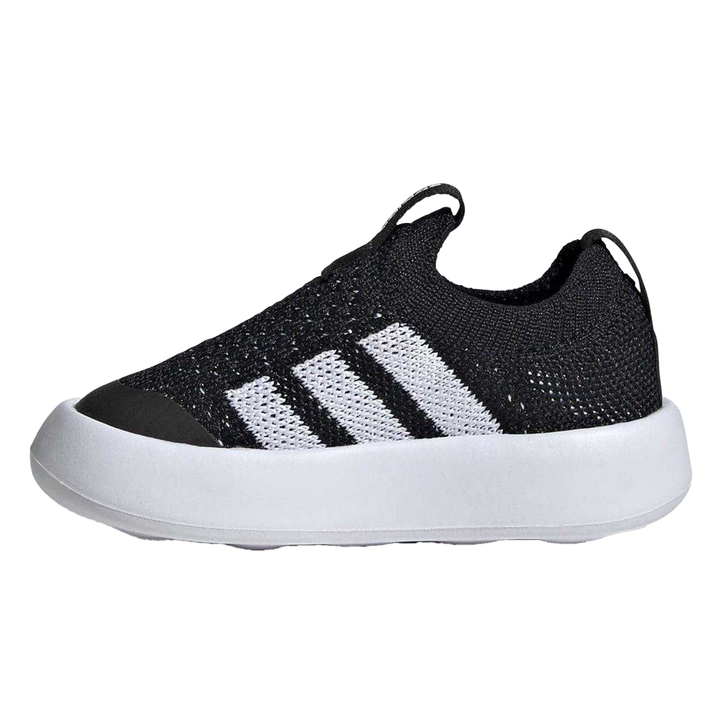 Black-White - Side - Adidas Baby Bubblecomfy Logo Low Cut Trainers