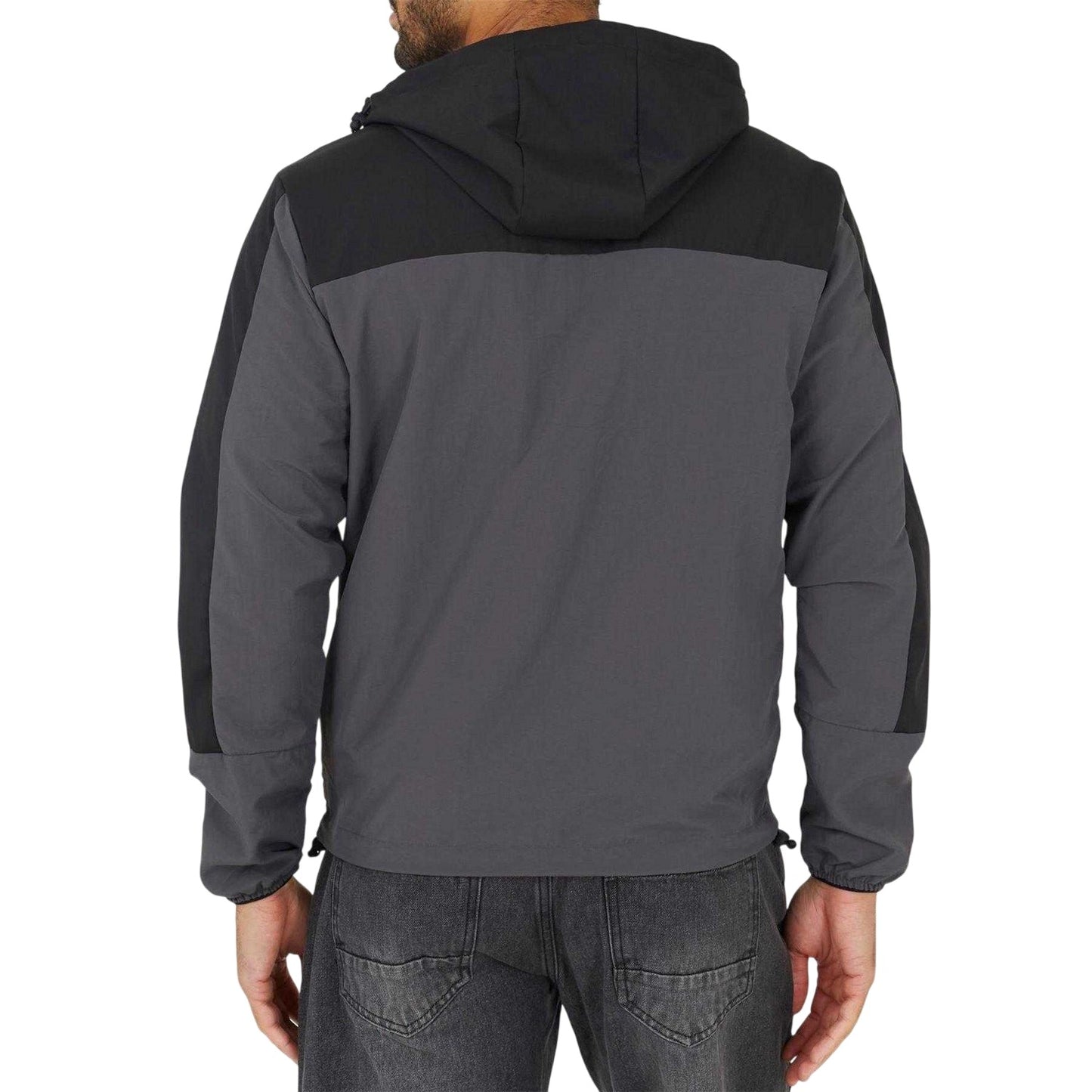 Charcoal - Back - Brave Soul Mens Colour Block Windrunner Jacket