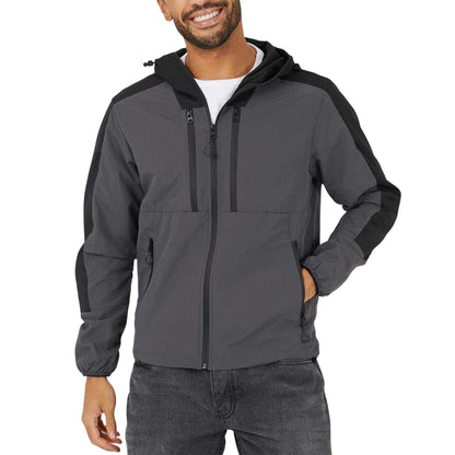 Charcoal - Front - Brave Soul Mens Colour Block Windrunner Jacket