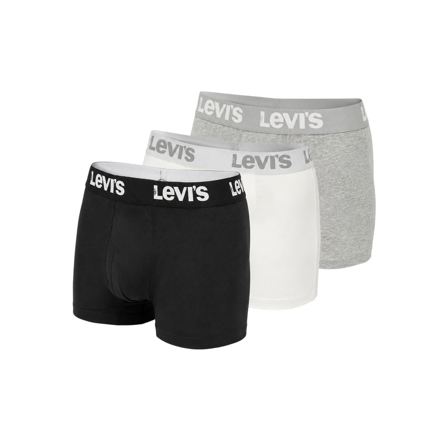 Grey-White-Black - Back - Levis Boys Lettering Boxer Shorts (Pack of 3)