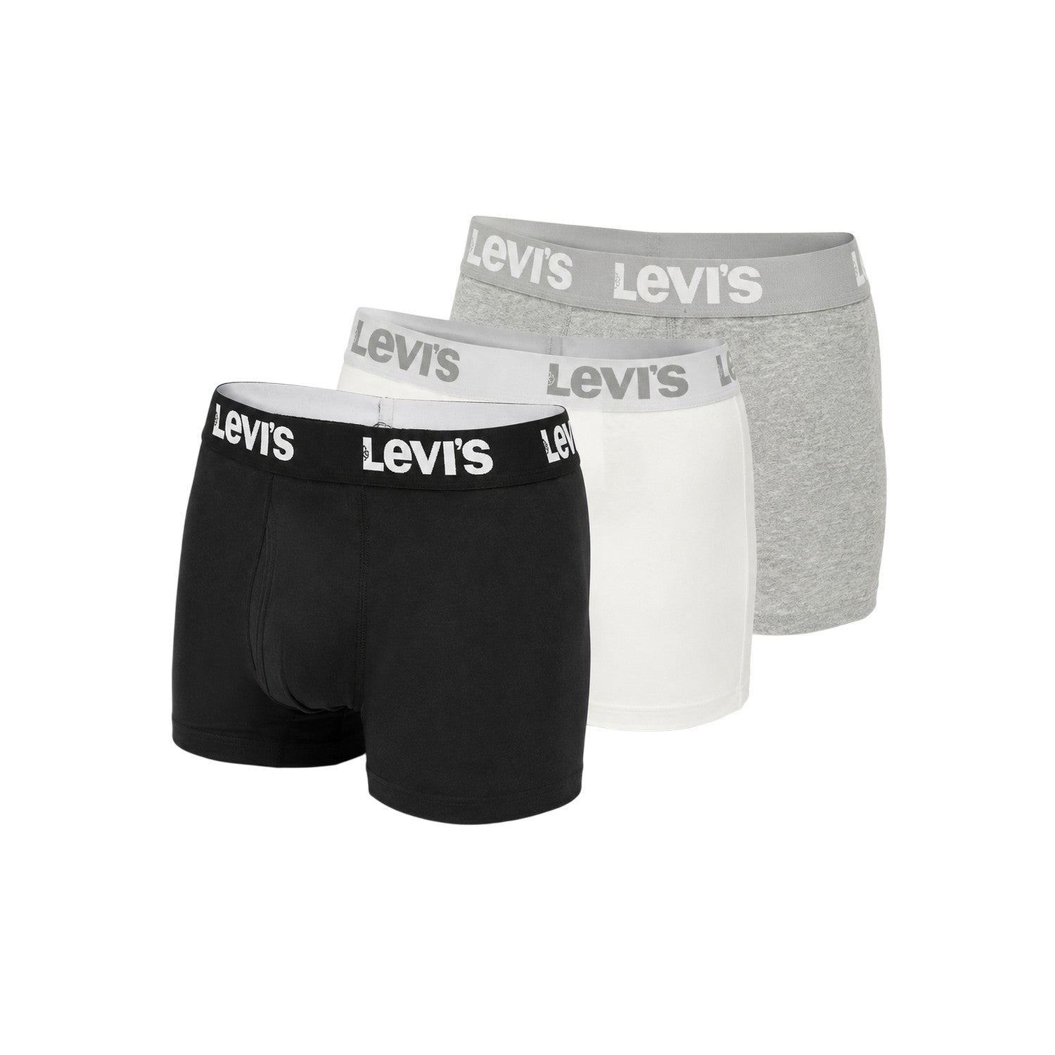 Grey-White-Black - Back - Levis Boys Lettering Boxer Shorts (Pack of 3)