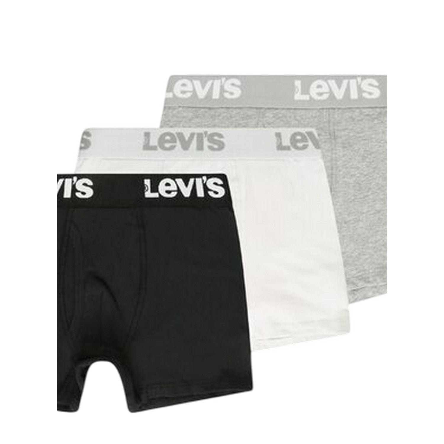 Grey-White-Black - Side - Levis Boys Lettering Boxer Shorts (Pack of 3)