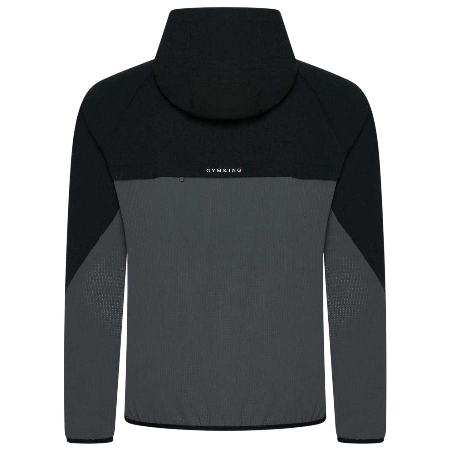 Black-Graphite - Back - Gym King Mens Hooded Raglan Windbreaker