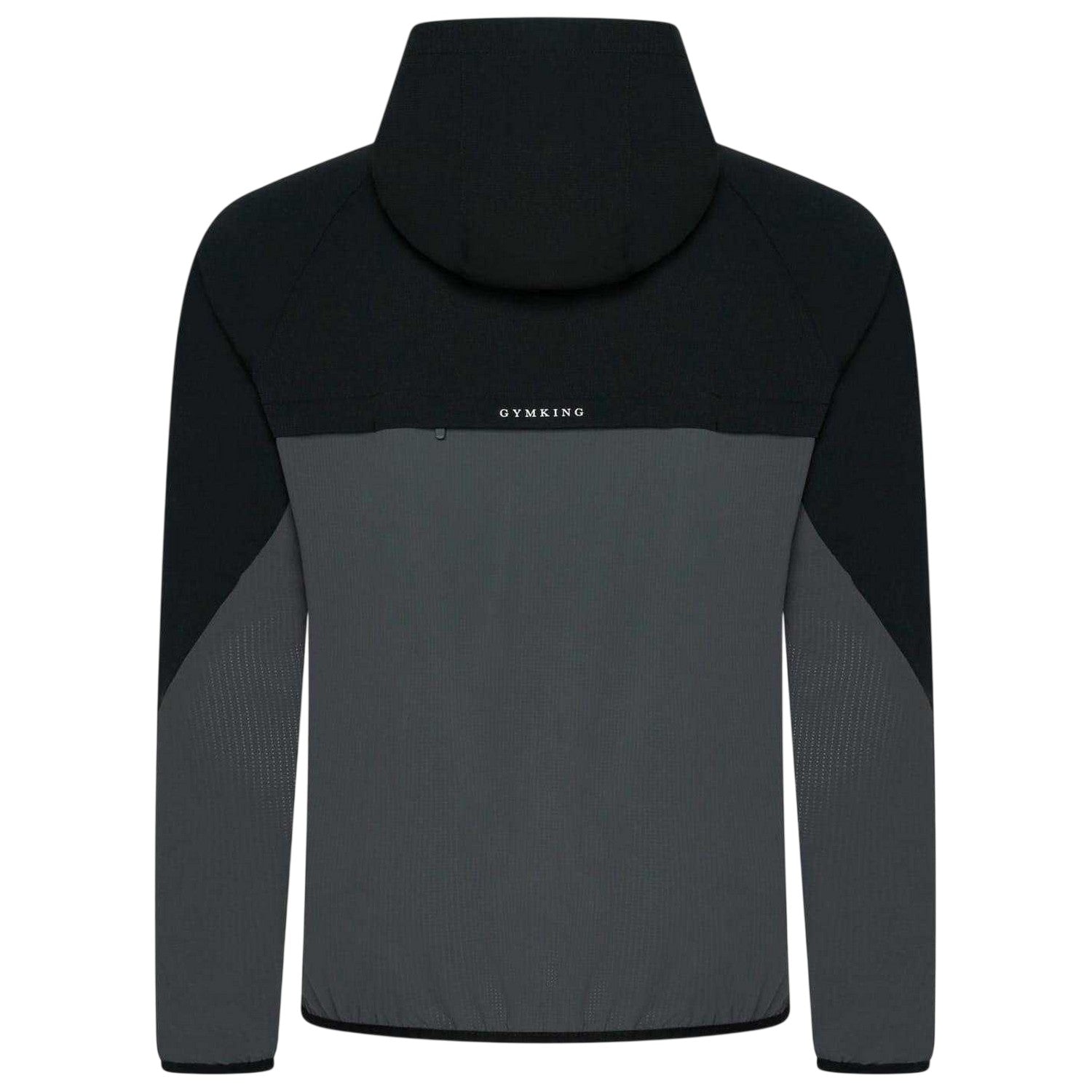 Black-Graphite - Back - Gym King Mens Hooded Raglan Windbreaker