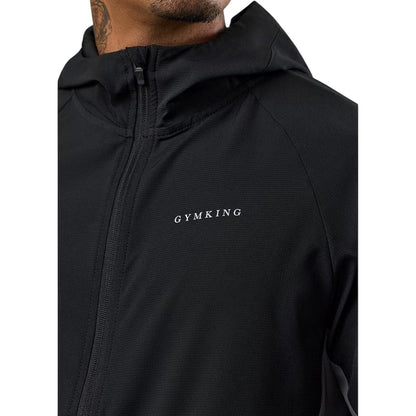 Black-Graphite - Side - Gym King Mens Hooded Raglan Windbreaker