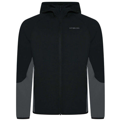 Black-Graphite - Front - Gym King Mens Hooded Raglan Windbreaker