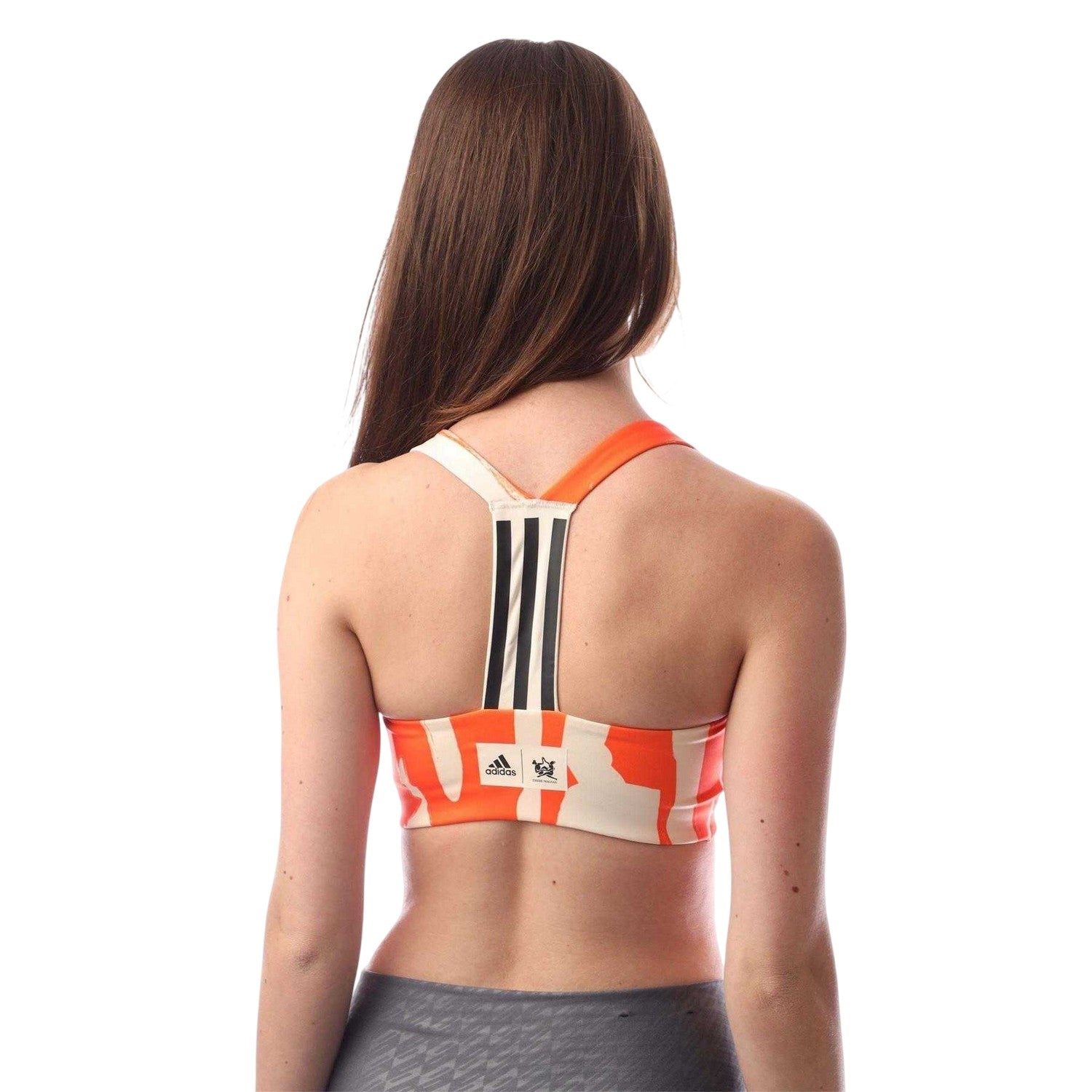 Beige - Back - Adidas Womens-Ladies Thebe Magugu Medium Support Sports Bra