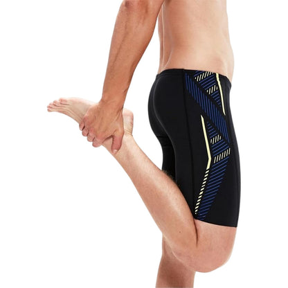 Black-Blue - Side - Speedo Mens Tech Striped Endurance+ Jammer Shorts