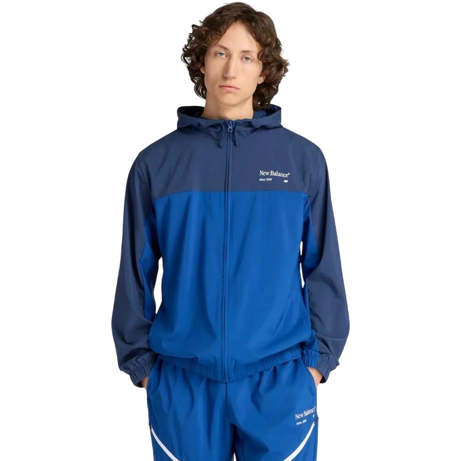 Galaxy Blue - Pack Shot - New Balance Mens Reimagined Colour Block Woven Regular Windbreaker