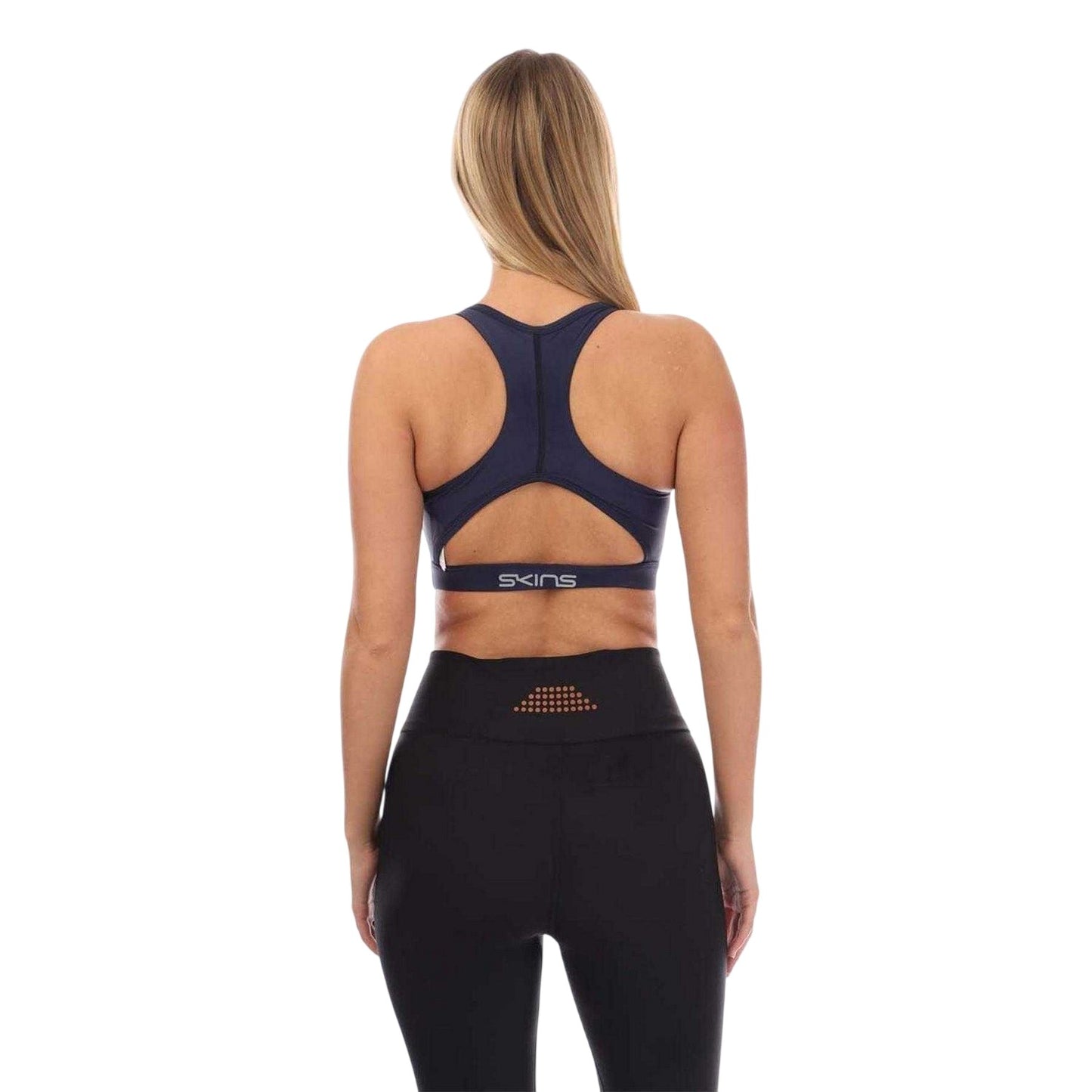 Navy - Back - Skins Womens-Ladies Series-3 Sports Bra