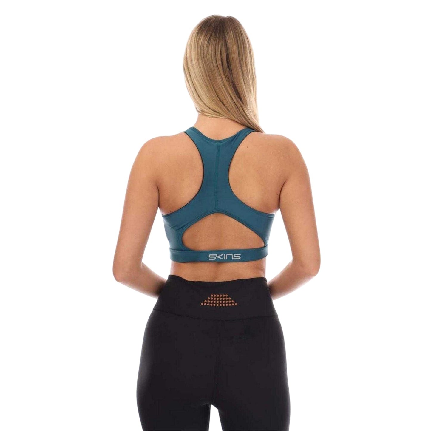 Teal - Back - Skins Womens-Ladies Series-3 Sports Bra