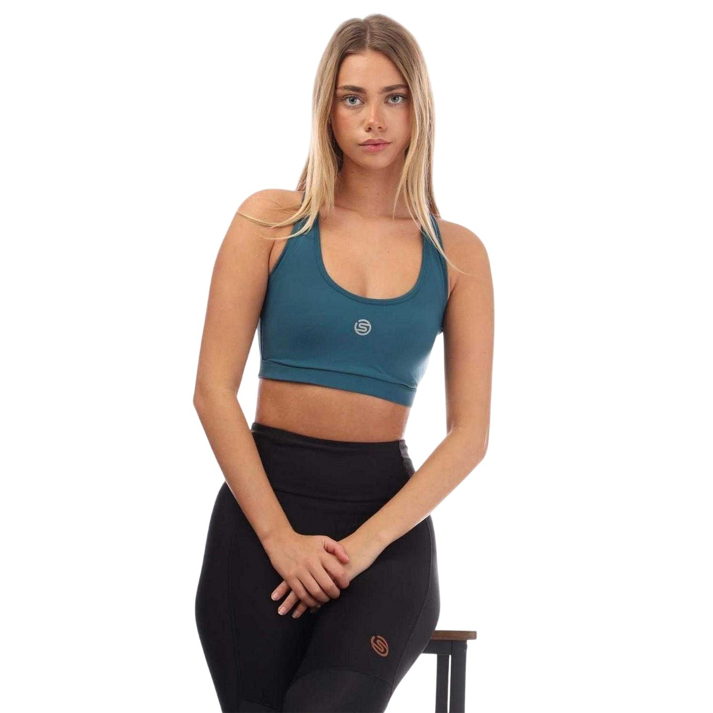 Teal - Side - Skins Womens-Ladies Series-3 Sports Bra