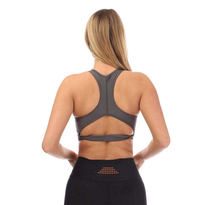 Charcoal - Back - Skins Womens-Ladies Series-3 Sports Bra
