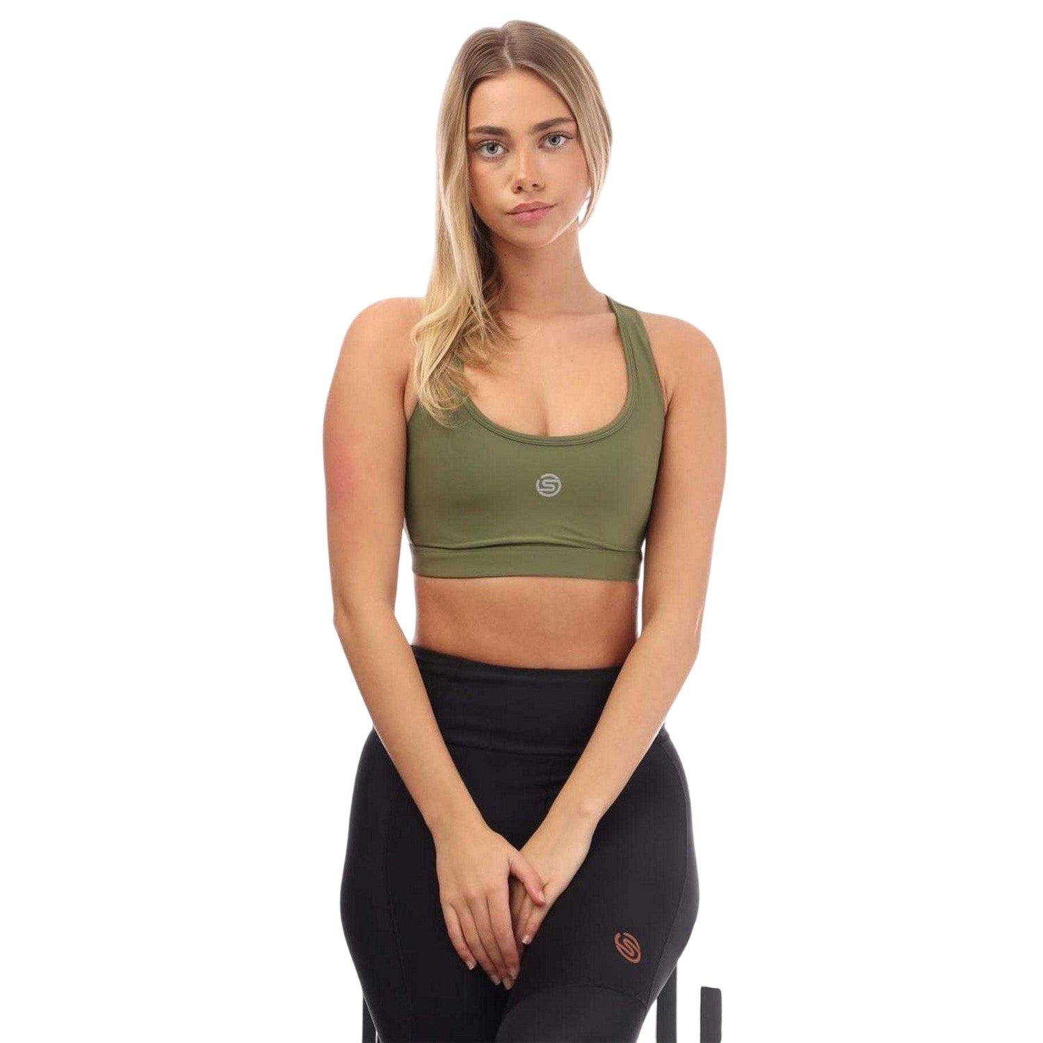 Khaki Green - Side - Skins Womens-Ladies Series-3 Sports Bra