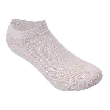Off White-Pink-Burgundy - Lifestyle - Boss Womens-Ladies Logo Ankle Length Trainer Socks (Pack of 3)
