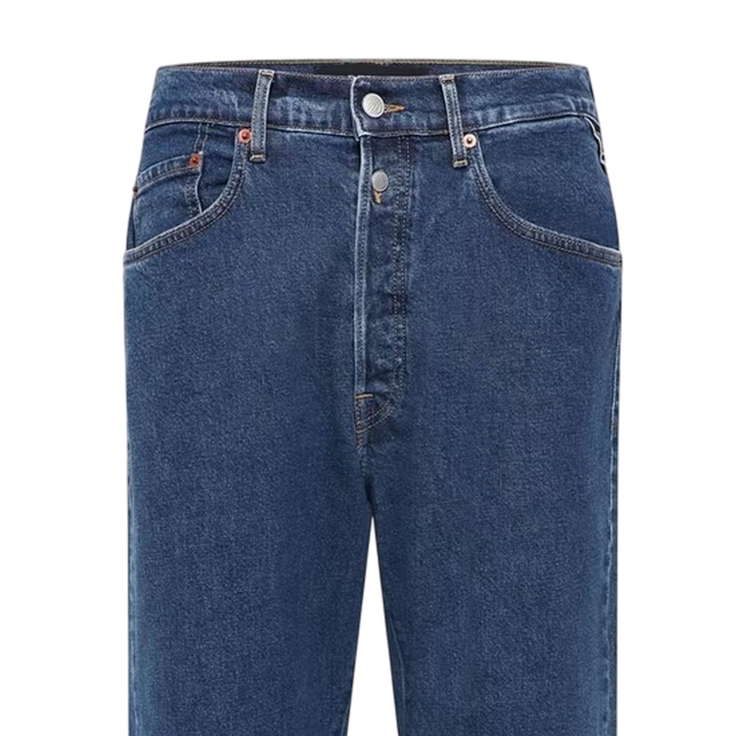 Blue - Side - Replay Mens Cotton Straight Jeans