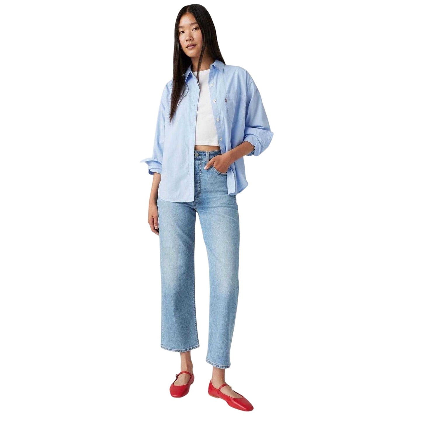 Blue - Lifestyle - Levis Womens-Ladies Ribcage Straight Ankle Grazer Jeans
