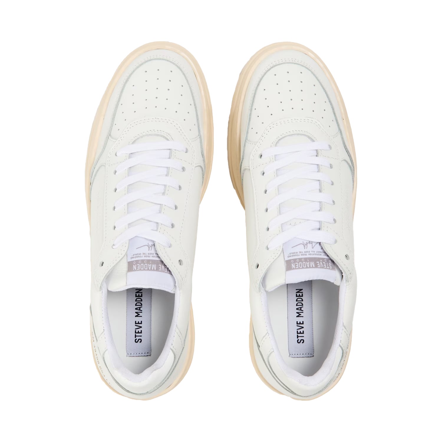 White - Side - Steve Madden Mens Ace Lace Up Platform Trainers