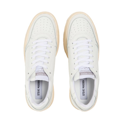 White - Side - Steve Madden Mens Ace Lace Up Platform Trainers