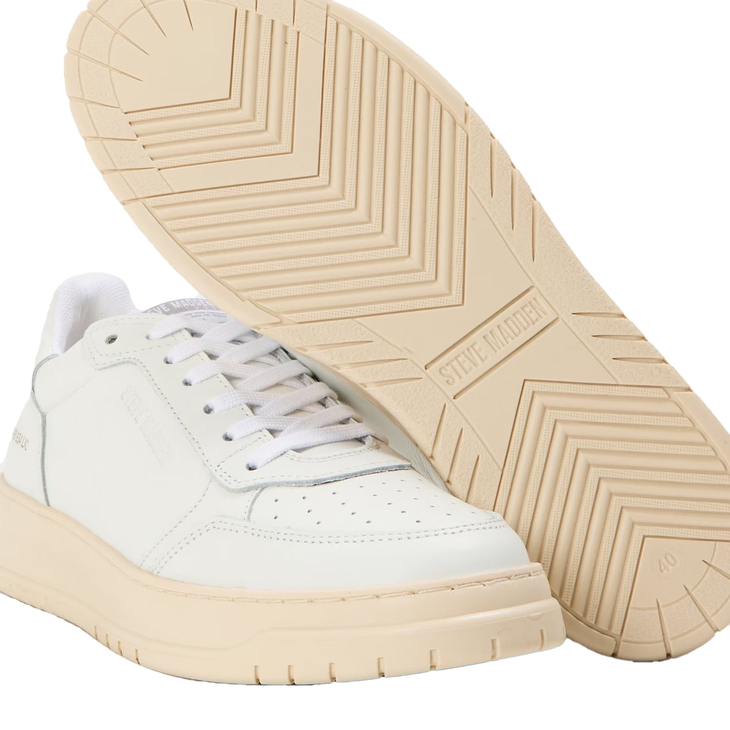 White - Lifestyle - Steve Madden Mens Ace Lace Up Platform Trainers