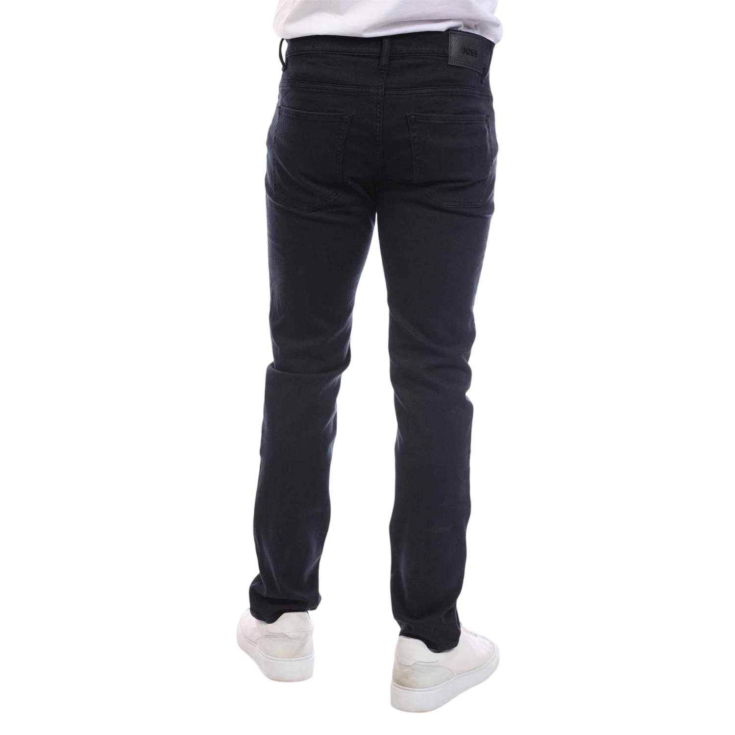 Dark Blue - Back - Boss Mens Delaware Cotton Slim Jeans