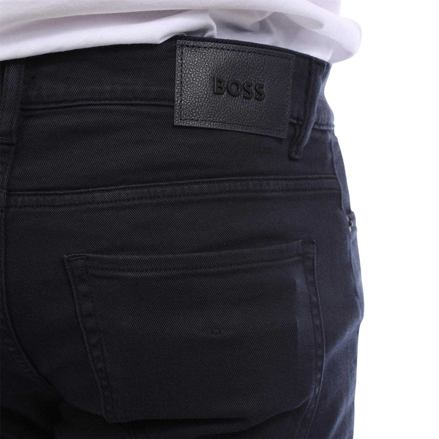 Dark Blue - Side - Boss Mens Delaware Cotton Slim Jeans