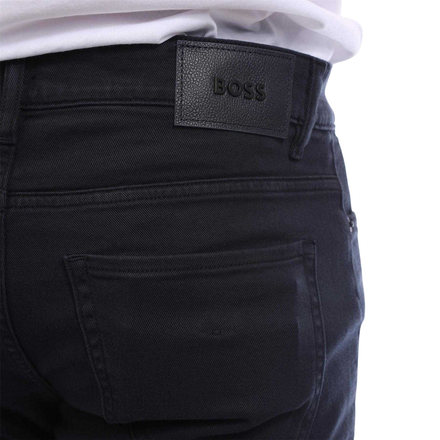 Dark Blue - Side - Boss Mens Delaware Cotton Slim Jeans
