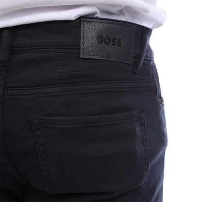 Dark Blue - Side - Boss Mens Delaware Cotton Slim Jeans