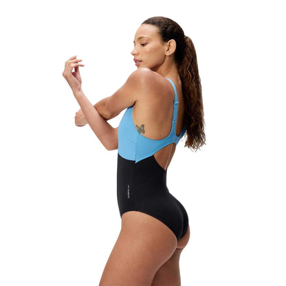 Skydiver Blue - Lifestyle - Speedo Womens-Ladies Colour Block One Piece Swimsuit