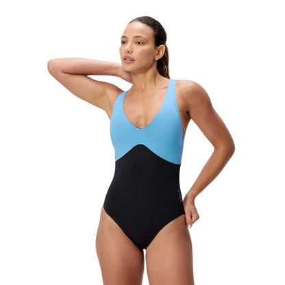 Skydiver Blue - Pack Shot - Speedo Womens-Ladies Colour Block One Piece Swimsuit