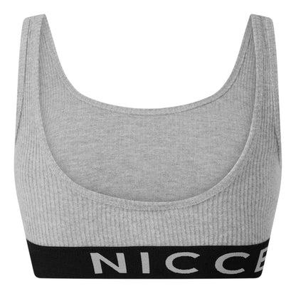 Grey Marl - Back - Nicce Womens-Ladies Ribbed Snug Fit Bralette