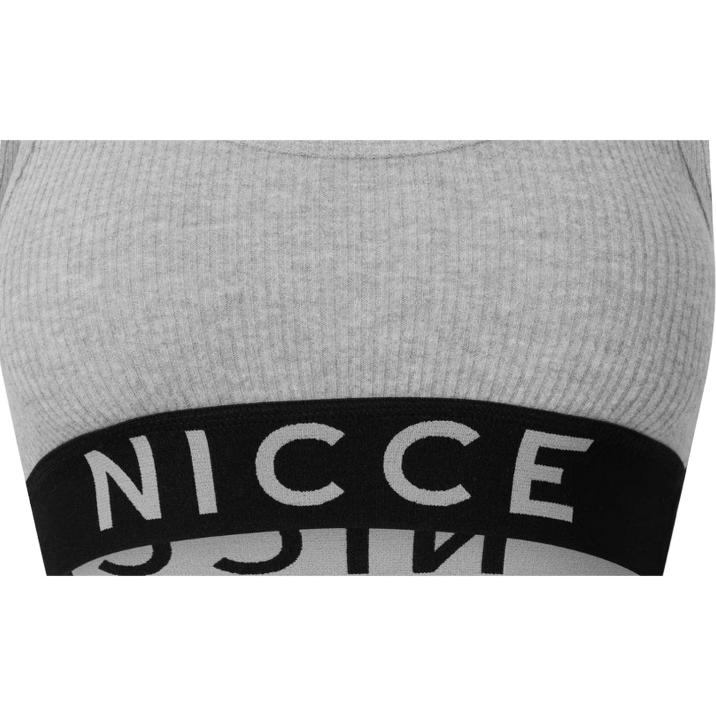 Grey Marl - Side - Nicce Womens-Ladies Ribbed Snug Fit Bralette
