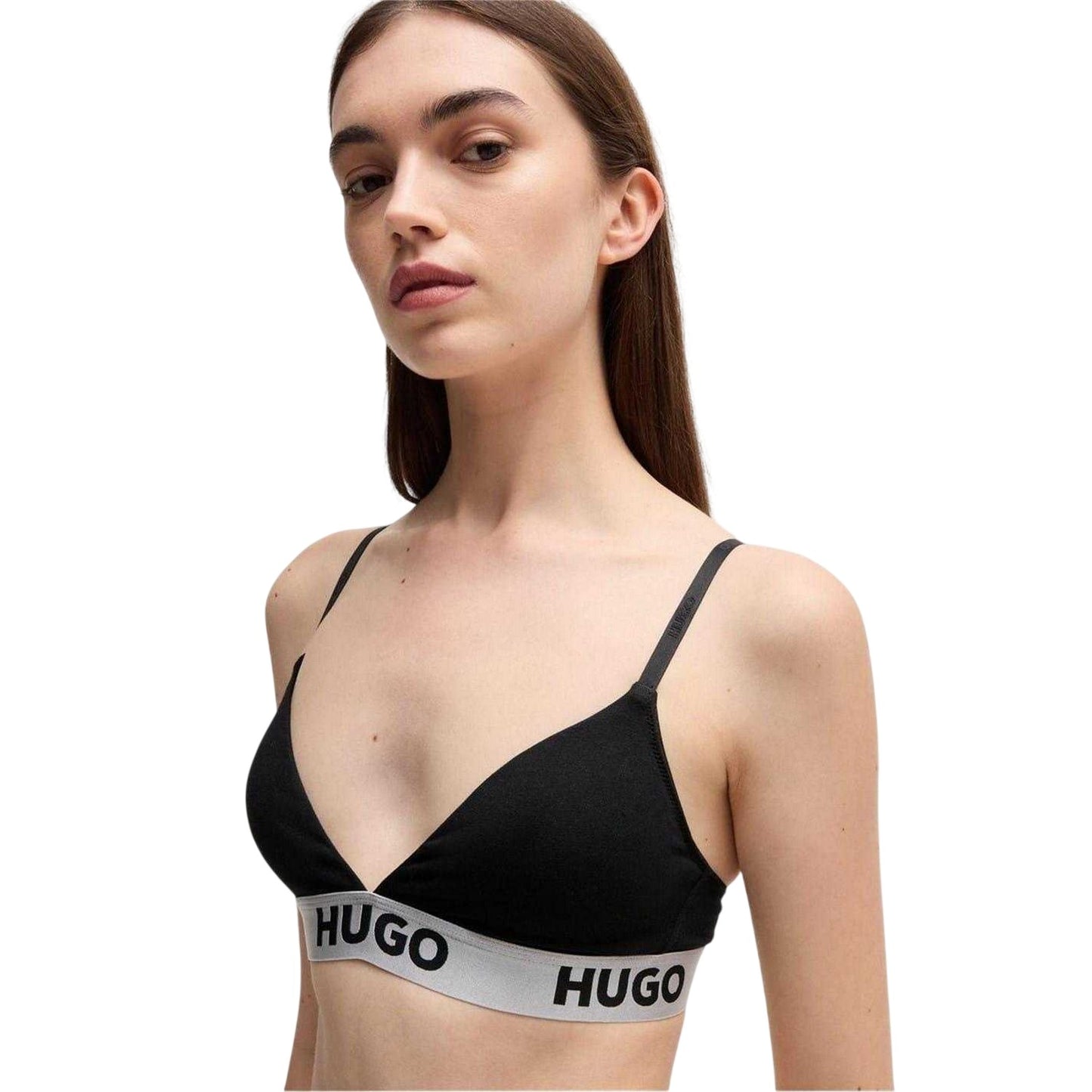 Black-White - Side - Hugo Womens-Ladies V Neck Bralette