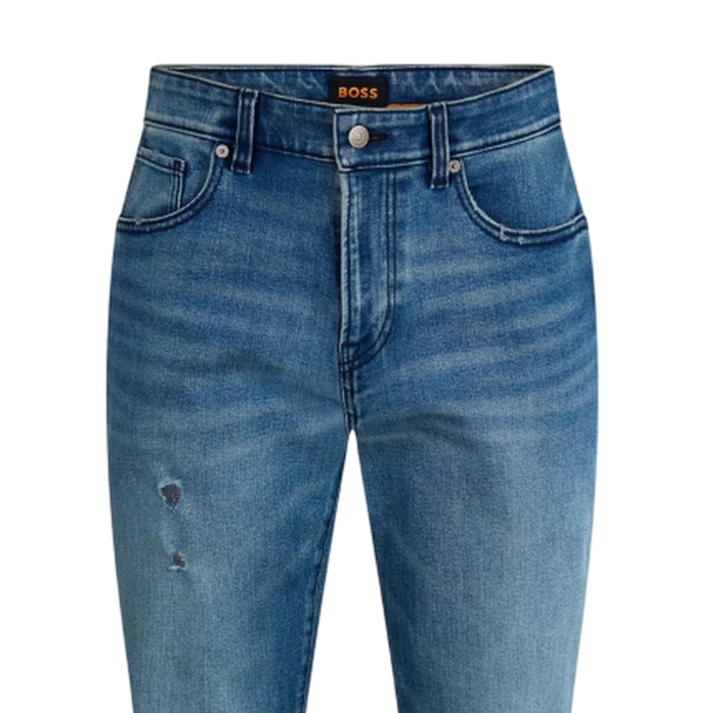Navy - Side - Boss Mens 5 Pockets Tapered Jeans