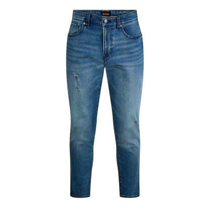 Navy - Front - Boss Mens 5 Pockets Tapered Jeans