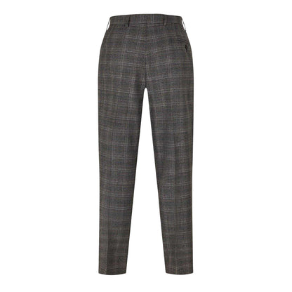 Grey - Back - Ted Baker Mens Plaid Straight Trousers