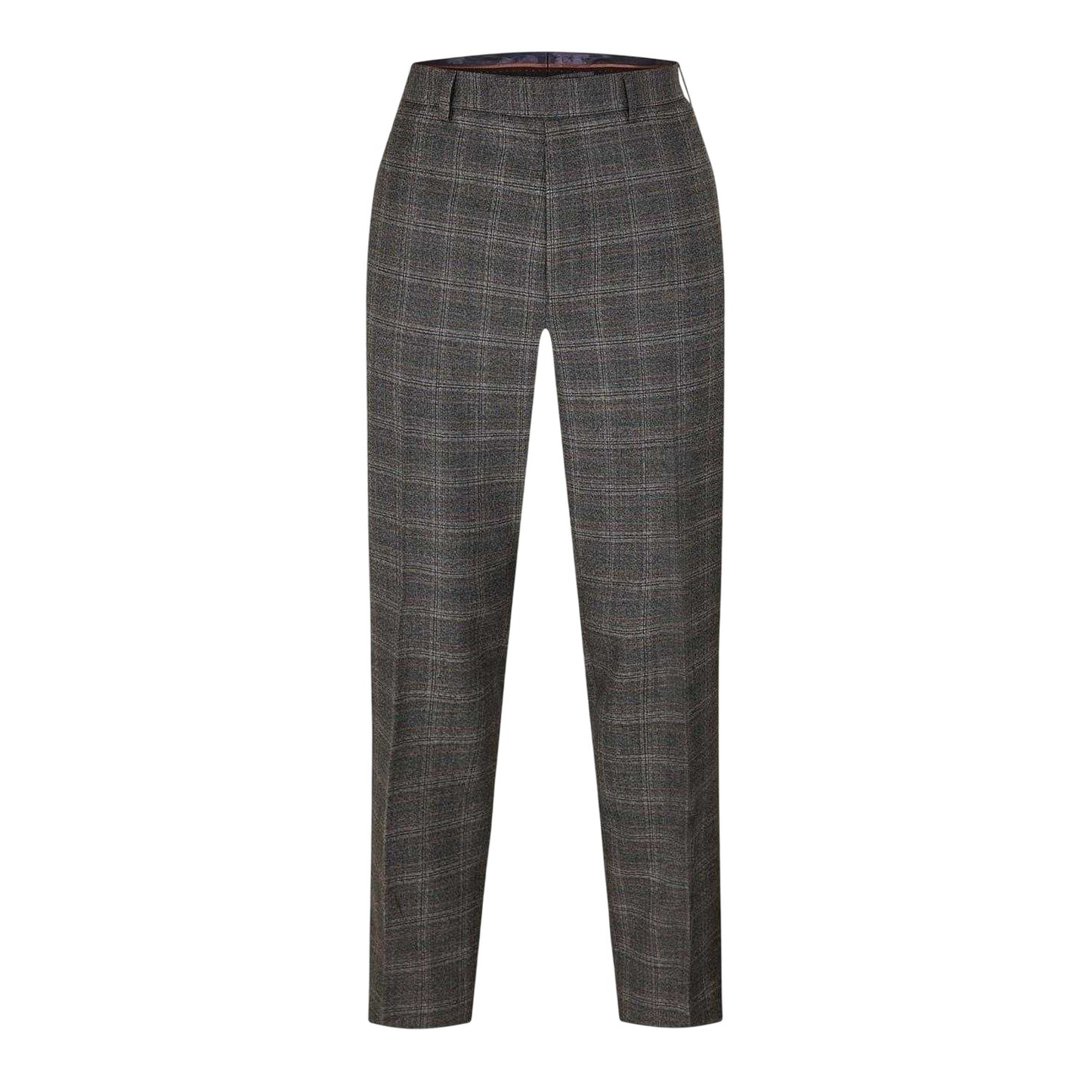Grey - Front - Ted Baker Mens Plaid Straight Trousers