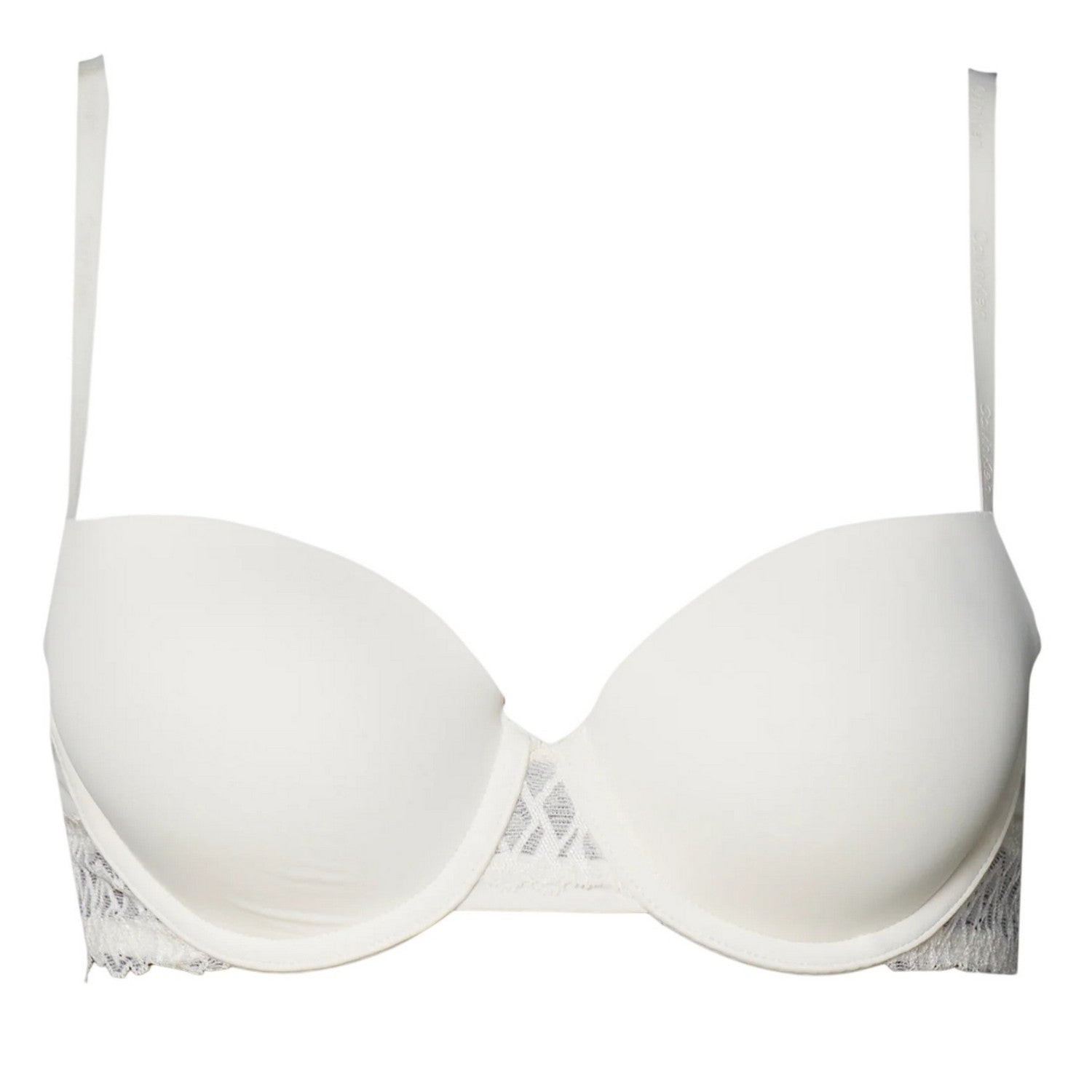 Ivory - Front - Calvin Klein Womens-Ladies Attraction Lace Trim Push Up Bra