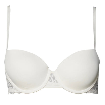 Ivory - Front - Calvin Klein Womens-Ladies Attraction Lace Trim Push Up Bra