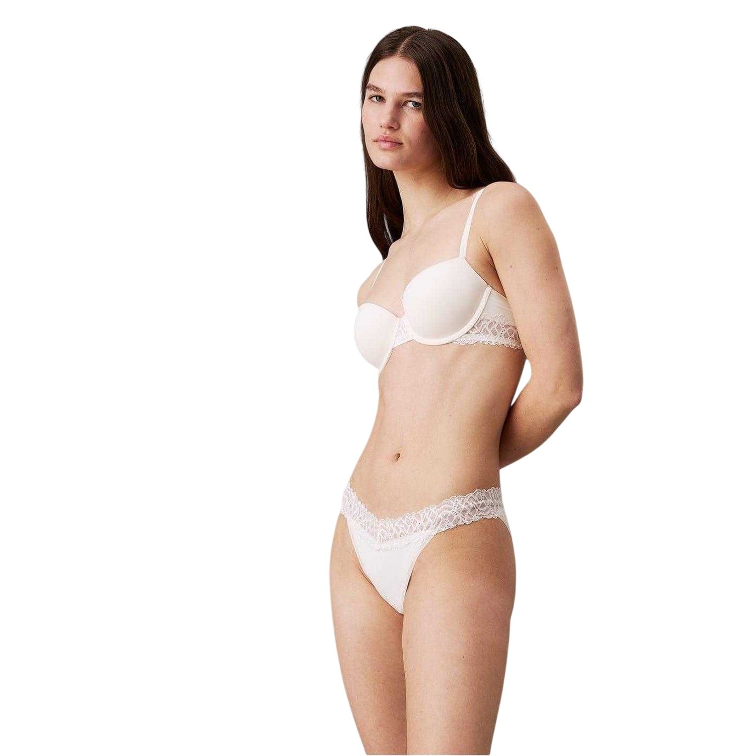 Ivory - Side - Calvin Klein Womens-Ladies Attraction Lace Trim Push Up Bra