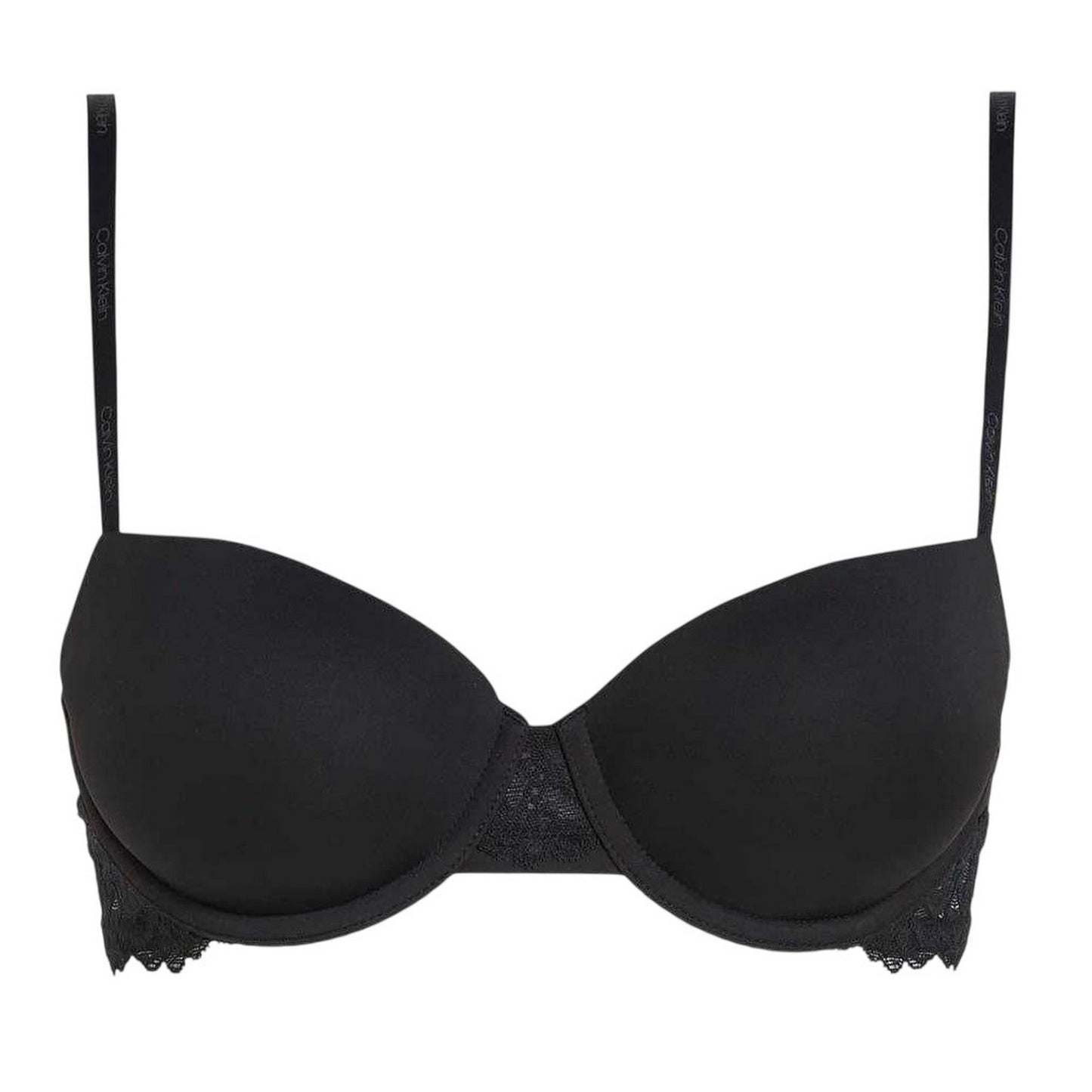 Black - Front - Calvin Klein Womens-Ladies Attraction Lace Trim Push Up Bra
