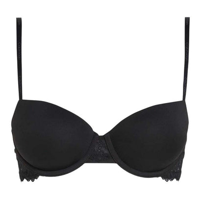 Black - Front - Calvin Klein Womens-Ladies Attraction Lace Trim Push Up Bra