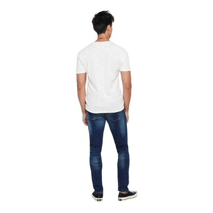 Mid Wash-Blue Denim - Back - Only and Sons Mens 5 Pockets Tapered Jeans