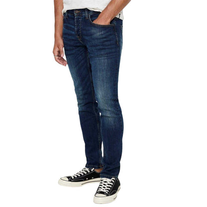 Mid Wash-Blue Denim - Side - Only and Sons Mens 5 Pockets Tapered Jeans