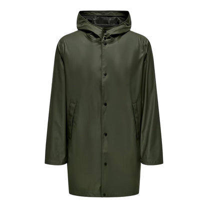 Peat - Front - Only Mens Water Repellent Regular Raincoat