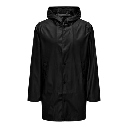 Black - Front - Only Mens Water Repellent Regular Raincoat