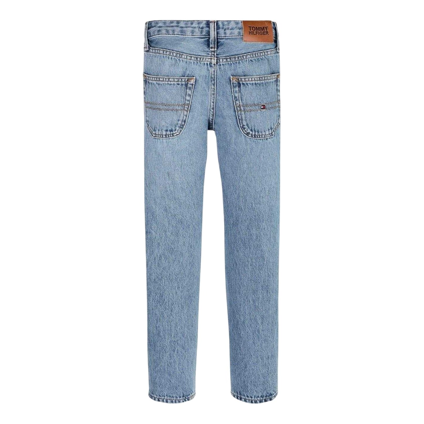 Mid Denim - Back - Tommy Hilfiger Childrens-Kids Denim 5 Pockets Straight Leg Jeans