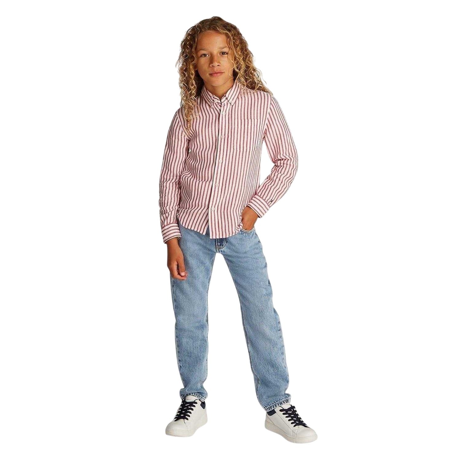 Mid Denim - Lifestyle - Tommy Hilfiger Childrens-Kids Denim 5 Pockets Straight Leg Jeans