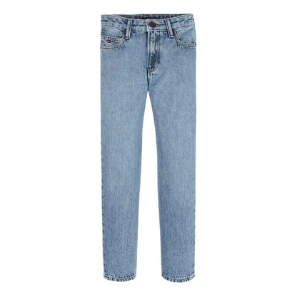 Mid Denim - Front - Tommy Hilfiger Childrens-Kids Denim 5 Pockets Straight Leg Jeans