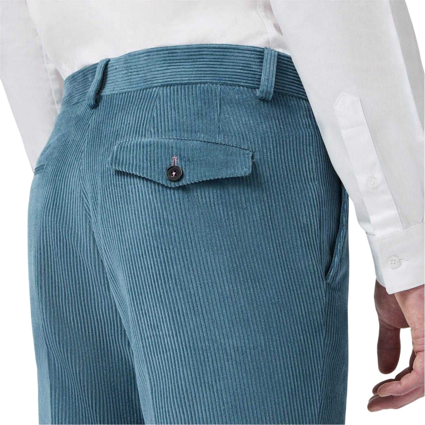 Bright Blue - Side - Twisted Tailor Mens Corduroy Slim Trousers